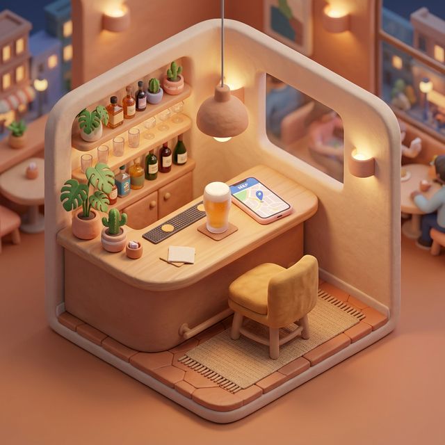 혼술집 앱 3D 일러스트